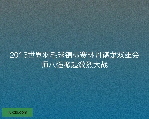 2013世界羽毛球锦标赛林丹谌龙双雄会师八强掀起激烈大战